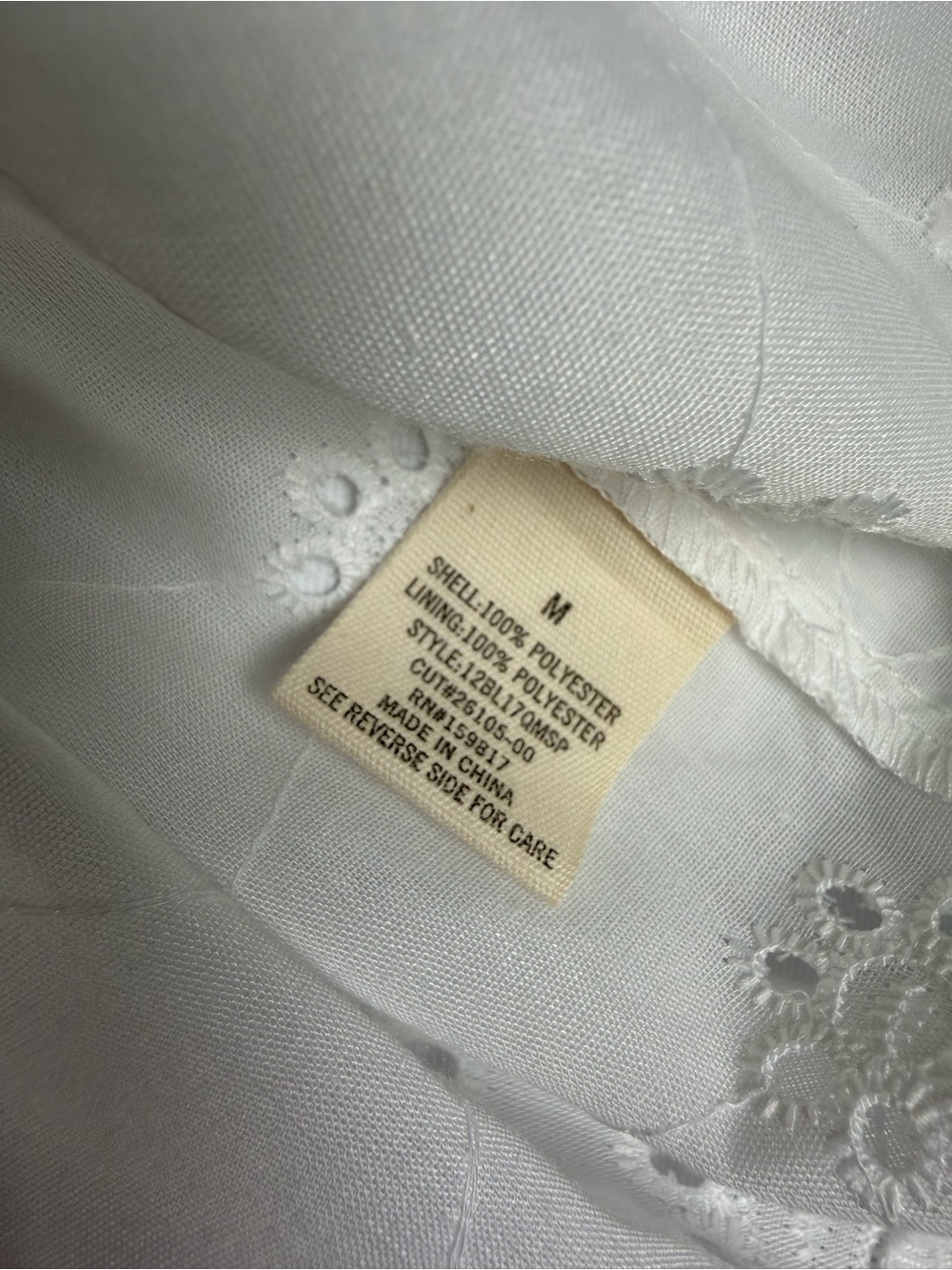 Babydoll Style- Altar'd State White Eyelet Peasant Puff Sleeve Top Medium - Picture 8 of 11